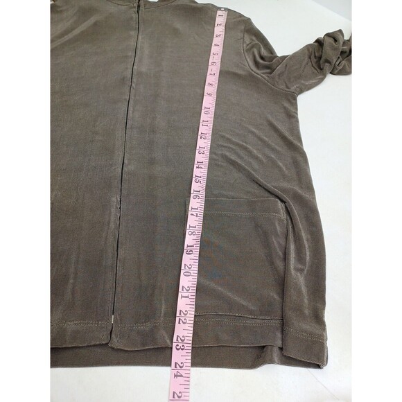Private Edition by Chicos Jacket Full Zip Slinky Acetate Brown Top Sz 3 L - Picture 8 of 10